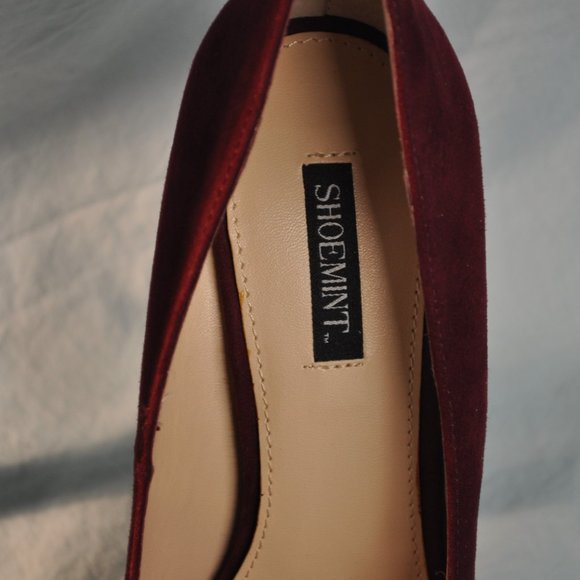 shoemint	lydia sz 7 red corset back ultra suede platform heels (8GW) - Picture 9 of 15